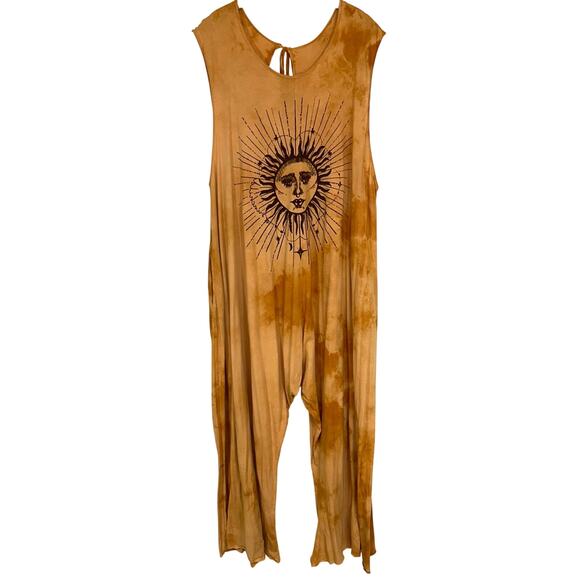 Open Hands by Kantha Bae Hippie Golden Yellow Tie Dye Dream Jumpsuit Free Size - Picture 1 of 15